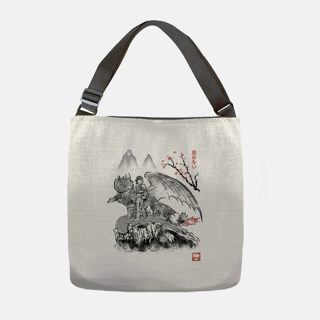 Toothless Sumi-e-None-Adjustable Tote-Bag-Astrobot Invention