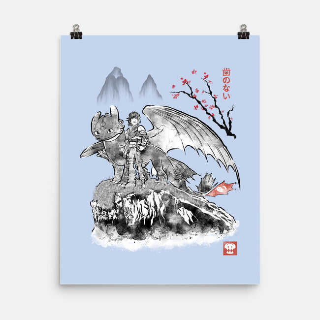 Toothless Sumi-e-None-Matte-Poster-Astrobot Invention