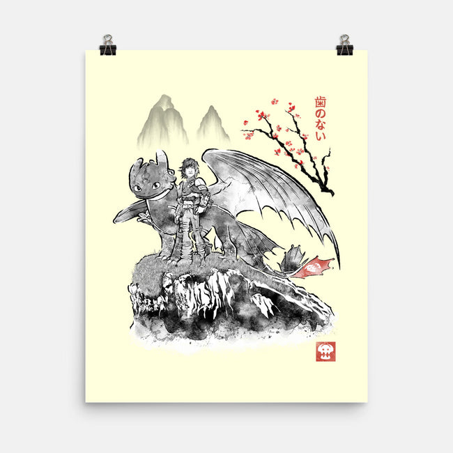 Toothless Sumi-e-None-Matte-Poster-Astrobot Invention