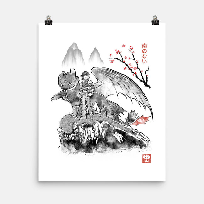 Toothless Sumi-e-None-Matte-Poster-Astrobot Invention