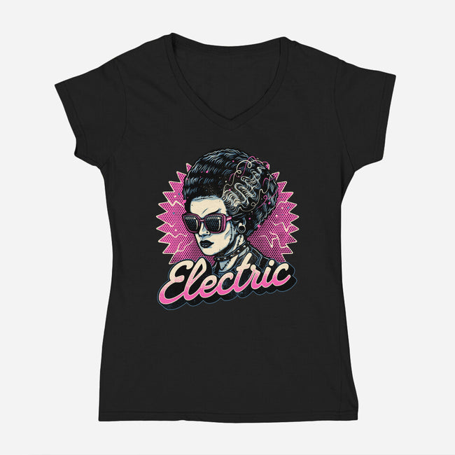 Electric Vibes Forever-Womens-V-Neck-Tee-glitchygorilla