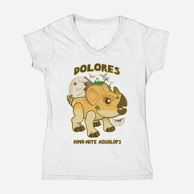 Dolores The Aquilops-Womens-V-Neck-Tee-palmstreet