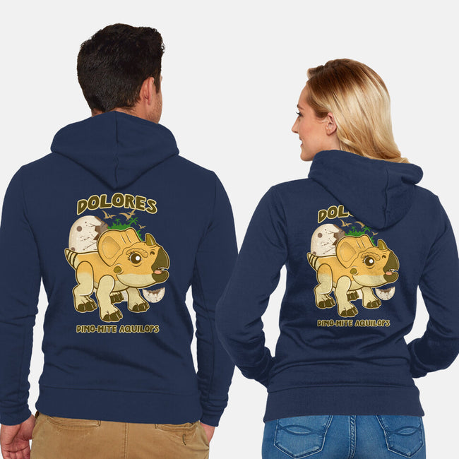 Dolores The Aquilops-Unisex-Zip-Up-Sweatshirt-palmstreet