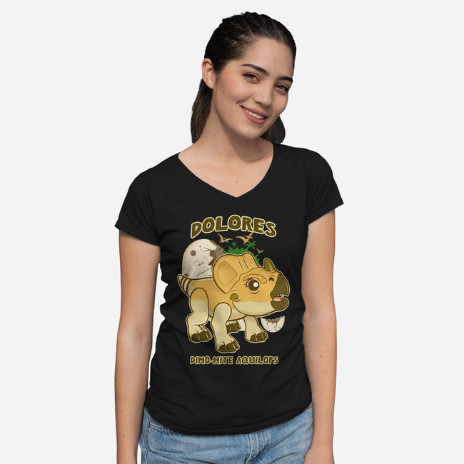 Dolores The Aquilops-Womens-V-Neck-Tee-palmstreet