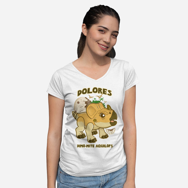 Dolores The Aquilops-Womens-V-Neck-Tee-palmstreet