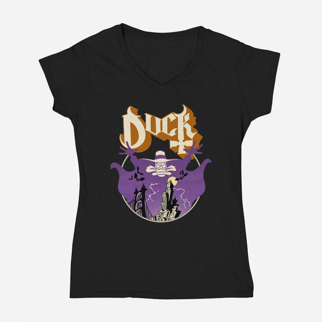 Ghost Duck-Womens-V-Neck-Tee-Barbadifuoco