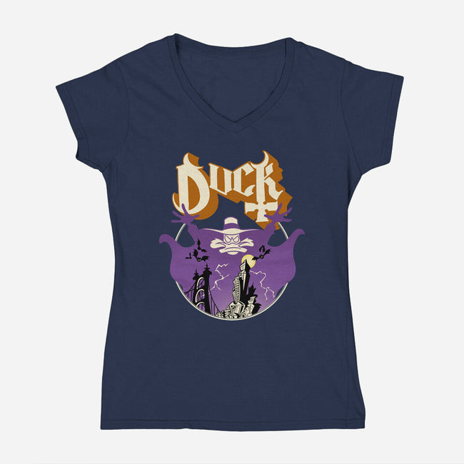 Ghost Duck-Womens-V-Neck-Tee-Barbadifuoco