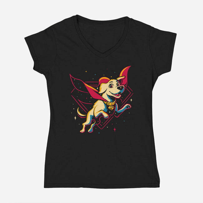 Solar Dog-Womens-V-Neck-Tee-estudiofitas