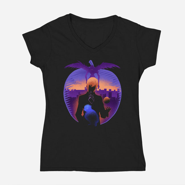 A Mysterious Black Notebook-Womens-V-Neck-Tee-sachpica
