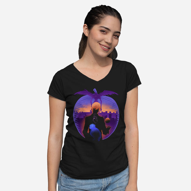A Mysterious Black Notebook-Womens-V-Neck-Tee-sachpica