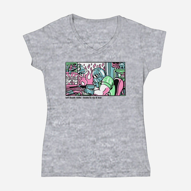 Lofi Dum-Womens-V-Neck-Tee-demonigote