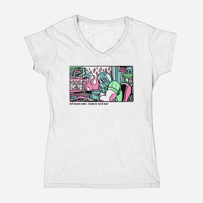 Lofi Dum-Womens-V-Neck-Tee-demonigote