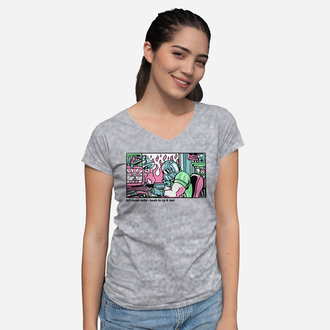 Lofi Dum-Womens-V-Neck-Tee-demonigote