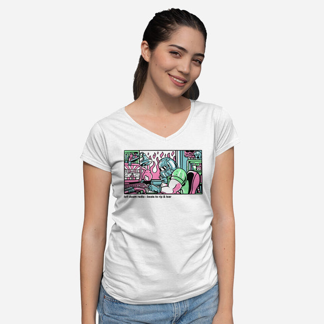Lofi Dum-Womens-V-Neck-Tee-demonigote