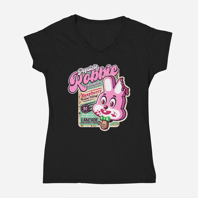 Robbie Icecream-Womens-V-Neck-Tee-demonigote