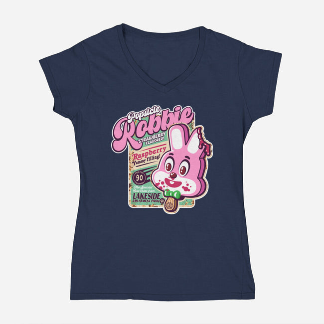 Robbie Icecream-Womens-V-Neck-Tee-demonigote
