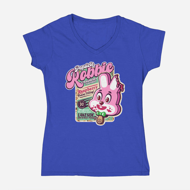 Robbie Icecream-Womens-V-Neck-Tee-demonigote