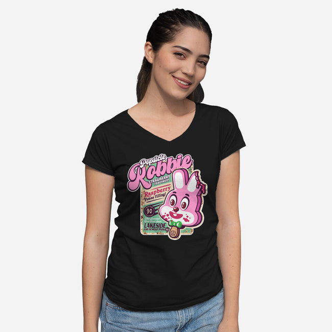 Robbie Icecream-Womens-V-Neck-Tee-demonigote