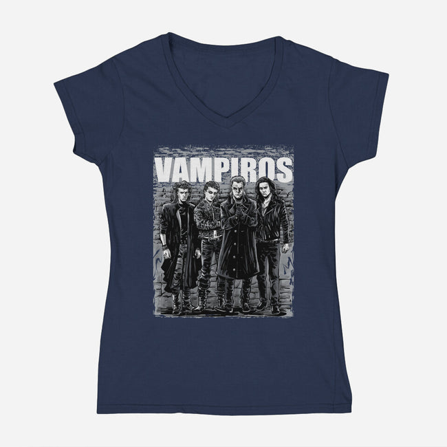 Vampiros-Womens-V-Neck-Tee-zascanauta