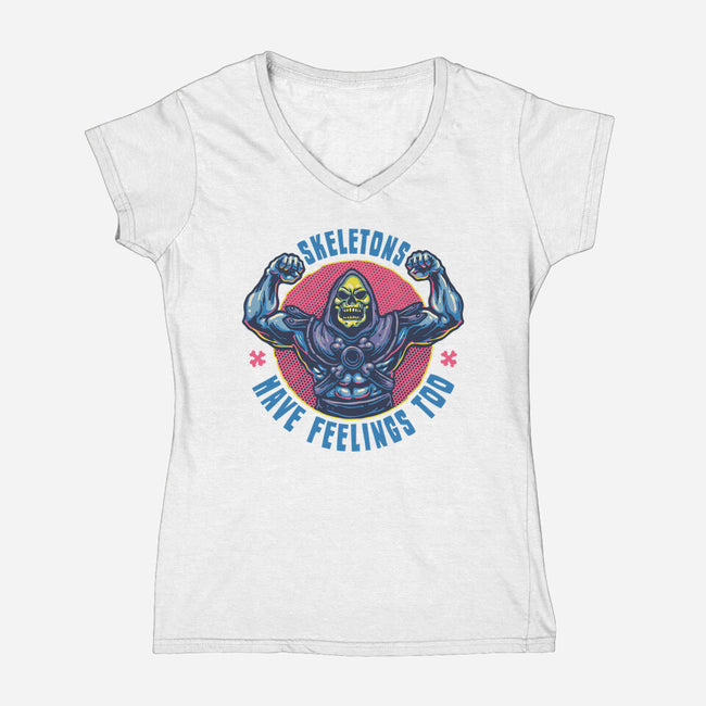 Skeletons Have Feelings Too-Womens-V-Neck-Tee-glitchygorilla