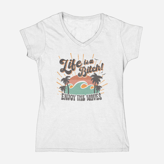 Enjoy The Waves-Womens-V-Neck-Tee-Estudio Horta