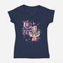 Hello Mad World-Womens-V-Neck-Tee-naomori