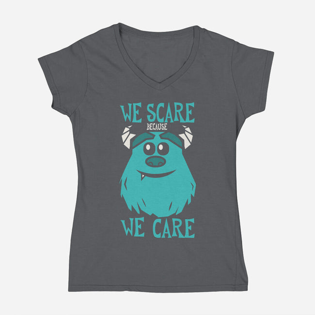 We Scare Because We Care-Womens-V-Neck-Tee-piercek26