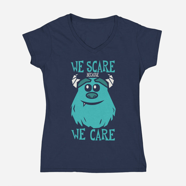 We Scare Because We Care-Womens-V-Neck-Tee-piercek26