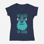We Scare Because We Care-Womens-V-Neck-Tee-piercek26