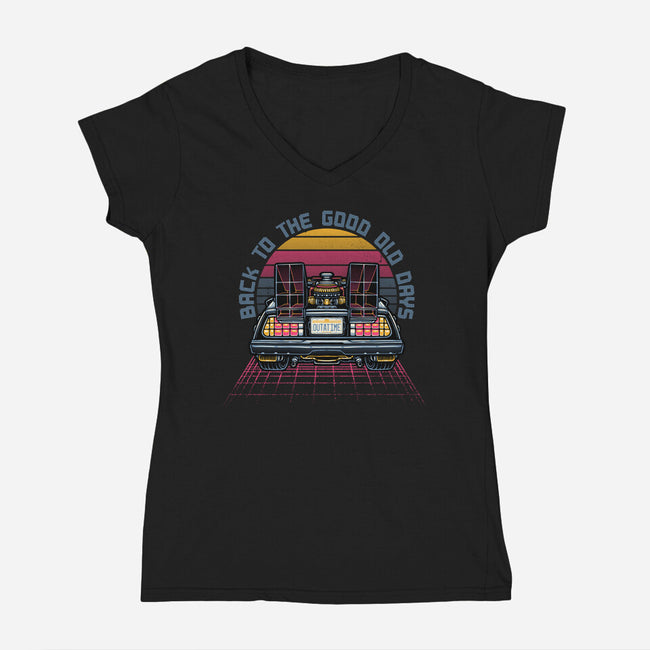 Back To The Good Old Days-Womens-V-Neck-Tee-glitchygorilla