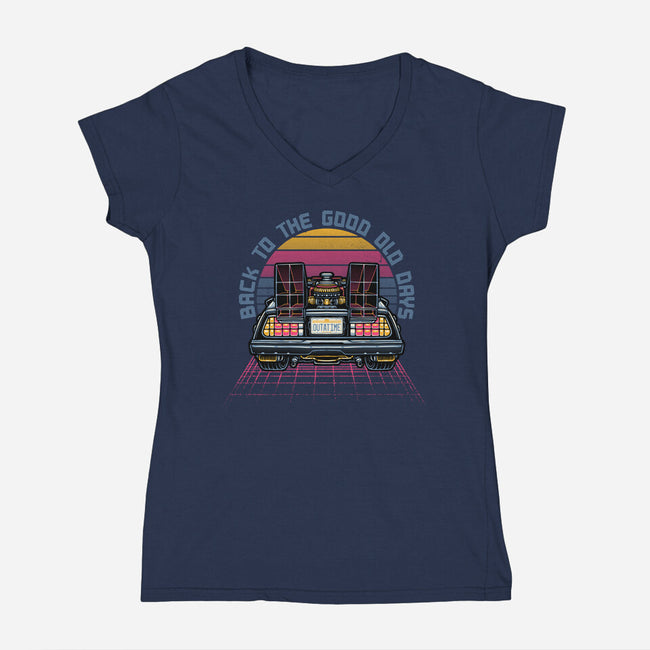 Back To The Good Old Days-Womens-V-Neck-Tee-glitchygorilla