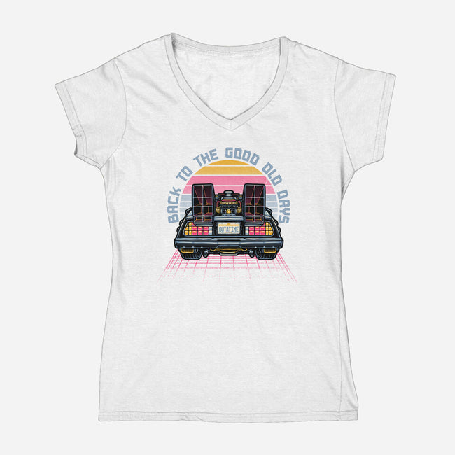 Back To The Good Old Days-Womens-V-Neck-Tee-glitchygorilla