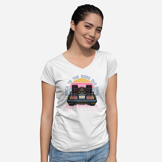 Back To The Good Old Days-Womens-V-Neck-Tee-glitchygorilla