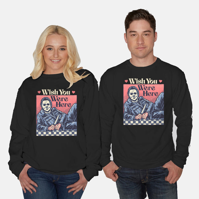 Wish You Were Here-Unisex-Crew Neck-Sweatshirt-glitchygorilla