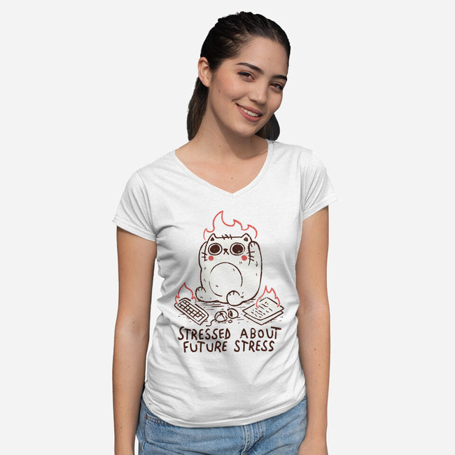 Stressed About Future Stress-Womens-V-Neck-Tee-koalastudio