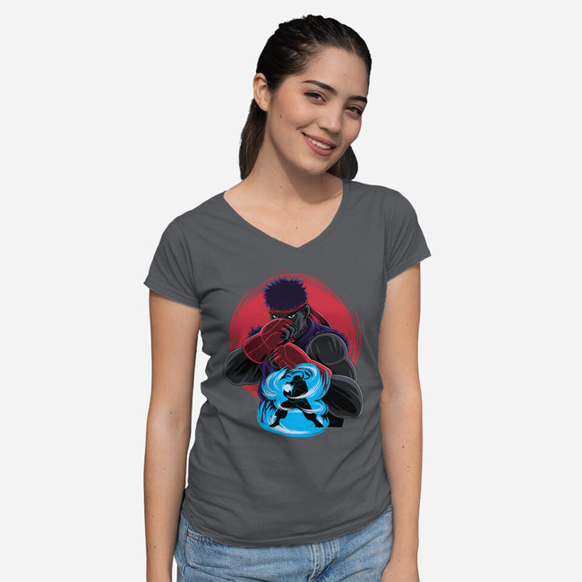 Wanderer Fighter-Womens-V-Neck-Tee-rmatix