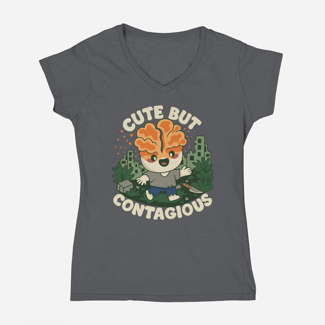 Cute But Contagious-Womens-V-Neck-Tee-Loobs