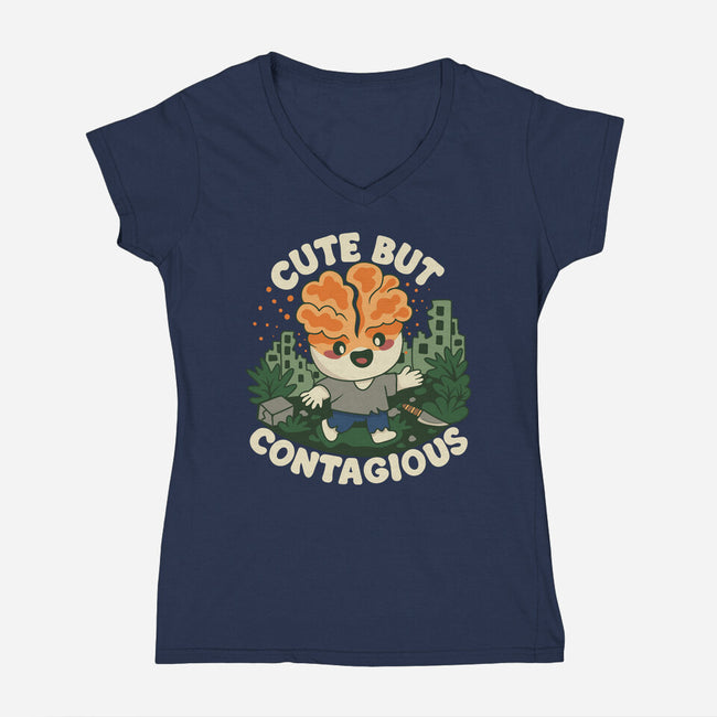 Cute But Contagious-Womens-V-Neck-Tee-Loobs