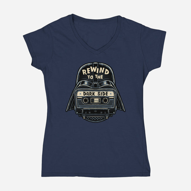 Rewind To The Dark Side-Womens-V-Neck-Tee-glitchygorilla