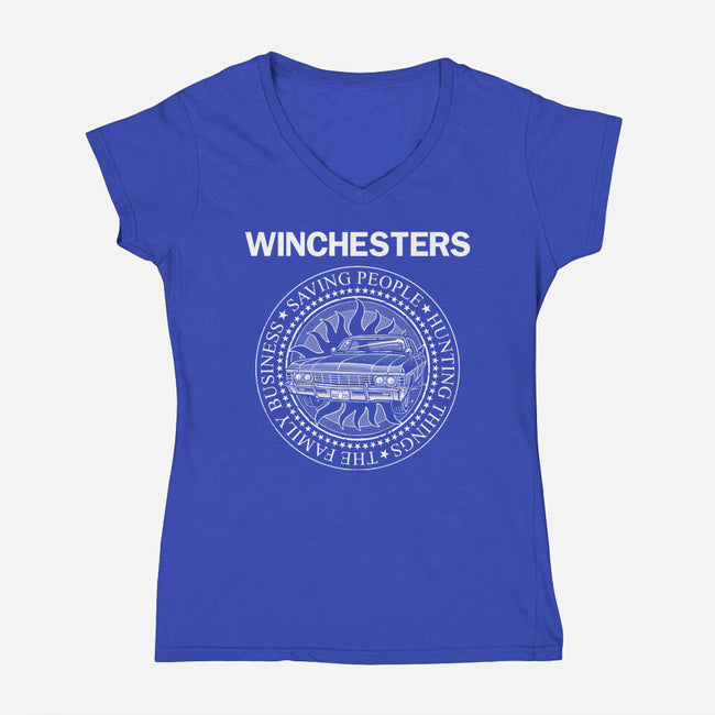 Emblem Of The Hunt-Womens-V-Neck-Tee-glitchygorilla