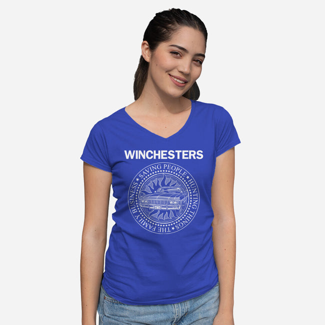 Emblem Of The Hunt-Womens-V-Neck-Tee-glitchygorilla
