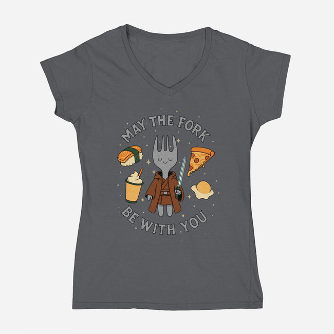 May The Fork Be With You-Womens-V-Neck-Tee-Loobs