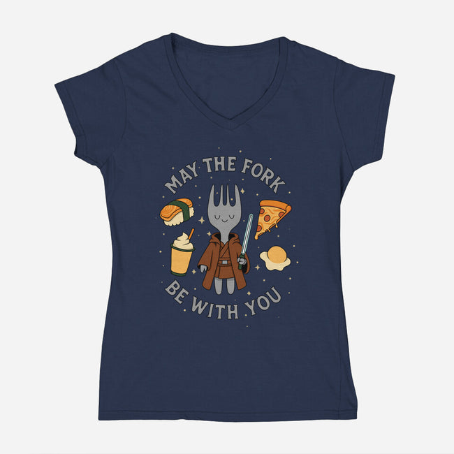 May The Fork Be With You-Womens-V-Neck-Tee-Loobs