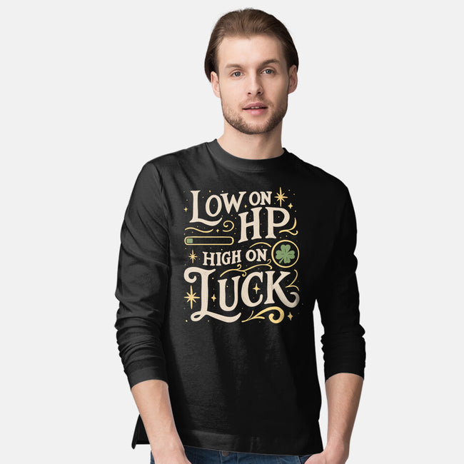 Low On HP High On Luck-Mens-Long Sleeved-Tee-Loobs