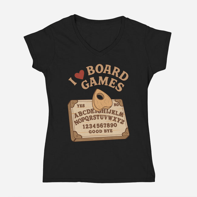 I Love Board Games Black-Womens-V-Neck-Tee-Loobs