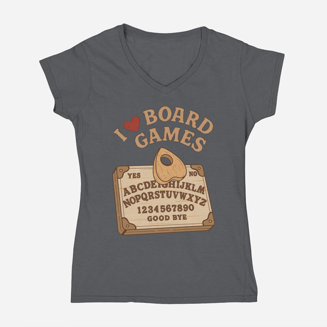 I Love Board Games Black-Womens-V-Neck-Tee-Loobs