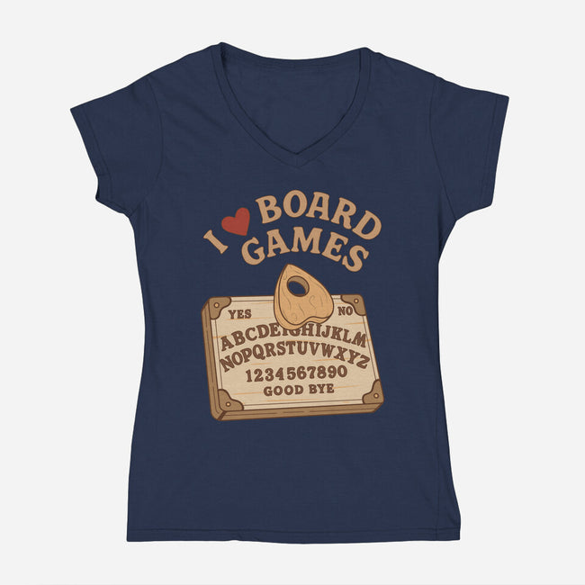 I Love Board Games Black-Womens-V-Neck-Tee-Loobs