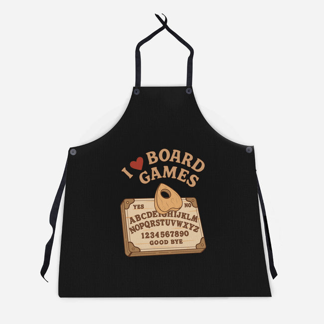 I Love Board Games Black-Unisex-Kitchen-Apron-Loobs