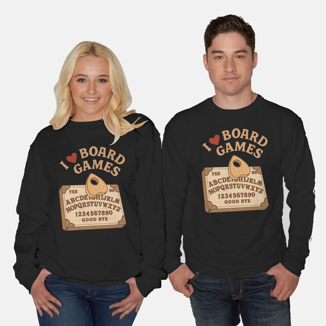 I Love Board Games Black-Unisex-Crew Neck-Sweatshirt-Loobs