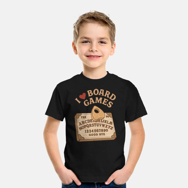 I Love Board Games Black-Youth-Basic-Tee-Loobs